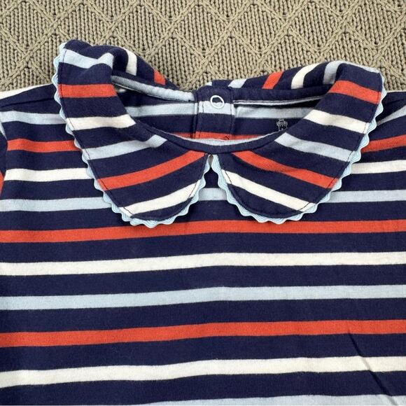 Classic Prep Striped Navy and Red Baby Onesie with Peter Pan Collar - 12/18M - Picture 8 of 13